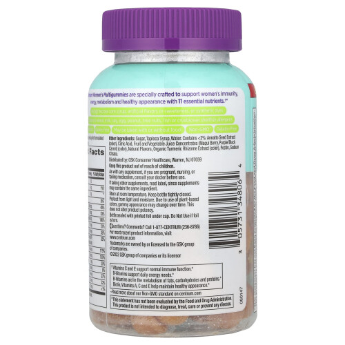 Centrum Centrum, Vrouwen Multigummies, Tropisch fruit, 100 Gummies 2