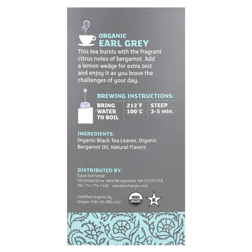 Equal Exchange, Tè Nero Earl Grey, 20 Sacchetti, 1.41 oz (40 g) 1