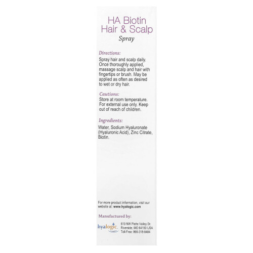 Hyalogic, Spray per Capelli e Scalp con HA e Biotina, 4 fl oz (118 ml) 2