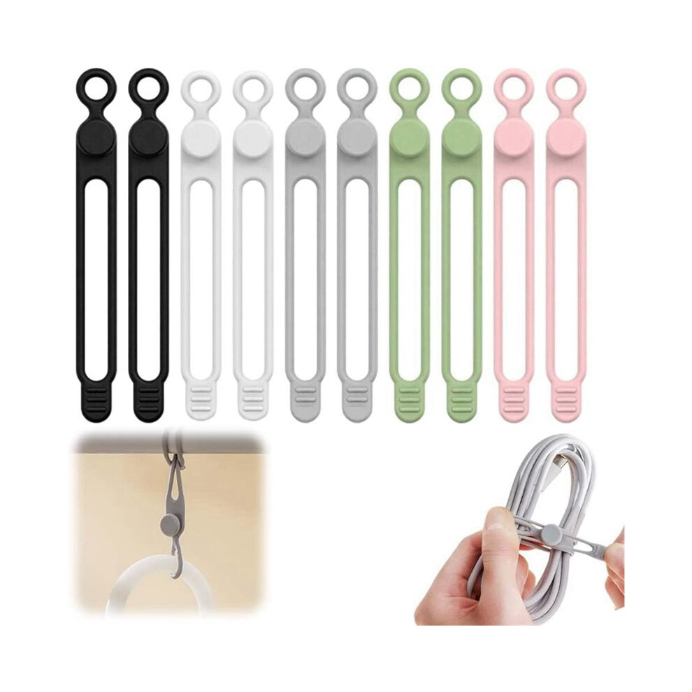 10Pc Data Cable Organizer, Silicone Cable Ties Cable Management Organizers,For Fastening And Bundling Cable Cords Wires 6032413076765