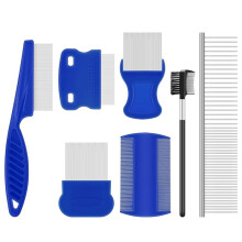 Flea and Tick Comb, Grooming Comb for Cats and Dogs, with Fine and Wide Teeth, Double-Sided Tear Stain Remover.