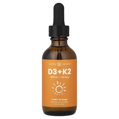 NutraChamps, D3 + K2 Flüssigtröpfchen, ungeschmackt, 2 fl oz (60 ml) 2