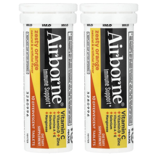 AirBorne, Immune Support Supplement, Zesty Orange, 2 Tubes, 10 Effervescent Tablets Each 2