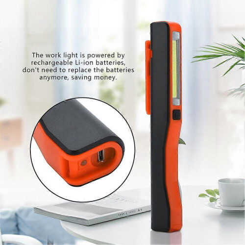 COB-LED-Taschenlampe, magnetischer Drehclip, Orange 1