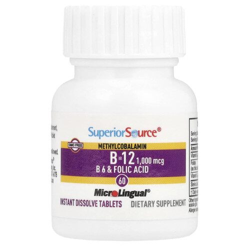Superior Source, Methylcobalamin B-12, B-6 & Folic, 60 MicroLingual Instant Dissolve Tablets 2