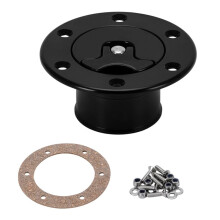 New Aluminum Billet Fuel Cell / Fuel Surge Tank Cap Flush Mount 6 Bolt Surface Oxidation Opening ID 35.5mm