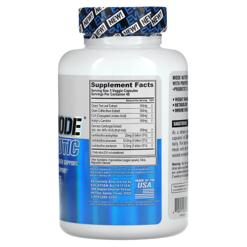 EVLution Nutrition, LeanMode + Probiotyk, 120 wegetariańskich kapsułek 1