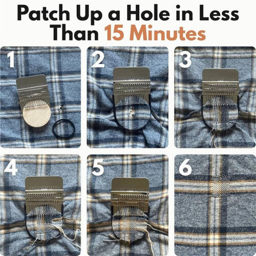 Knit Patch Kit Darning Loom,  Portable Weaving Tool for Mending Jeans, Socks, and Clothes 2