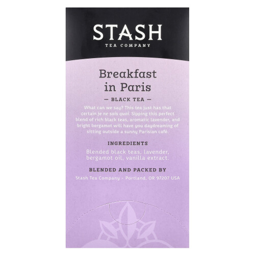 Herbata Black Tea Stash Tea, Breakfast in Paris, 18 worków, 1,2 oz (36 g) 1