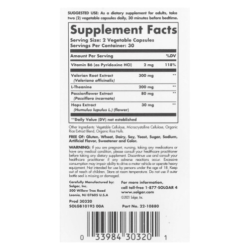 Solgar Solgar, Supporto al Sonno e allo Stress, 60 Capsule Vegetali 1