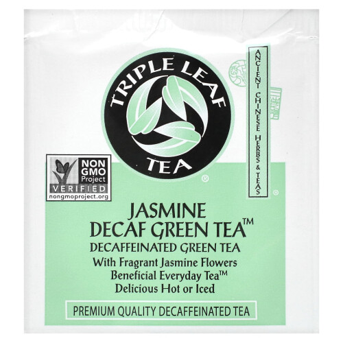 Triple Leaf Tea, Jasmin Decaf Grøn Te, 20 Tebæger, 1,34 oz (38 g) 2