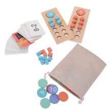3Sets Wooden Montessori Math Counting Toy with Colorful Beads for Kids