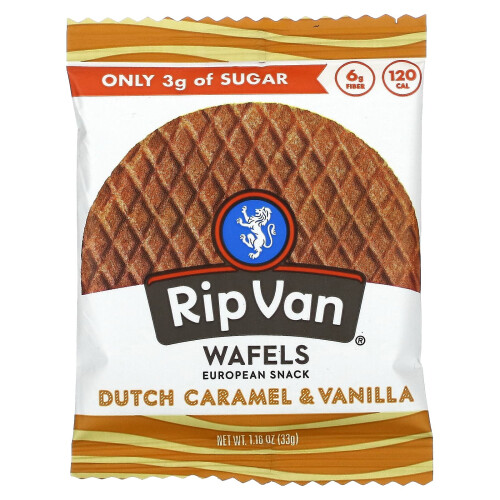 Rip Van Wafels, Ολλανδική Καραμέλα & Βανίλια, 4 Πακέτα, 1.16 oz (33 g) Κάθε 2