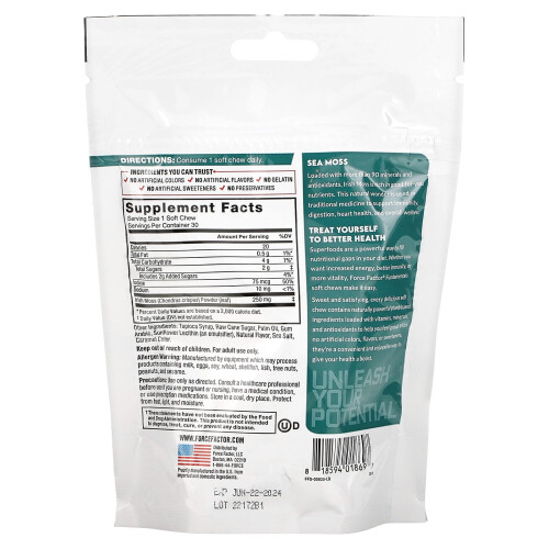 Force Factor, Fundamentals, Sea Moss, Salted Caramel, 30 Soft Chews 1