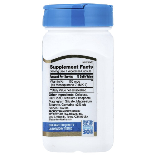21st Century, K2, MK-7, 100 mcg, 110 Vegetarian Capsules 1