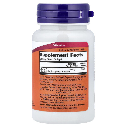 NOW Foods Vitamin E-200, Natural - 100 softgels 1