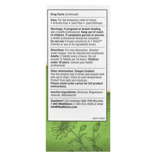 MediNatura, T-Relief, Αρνίκα +12, Παγίδευση Νόσου, 100 Tablets 2