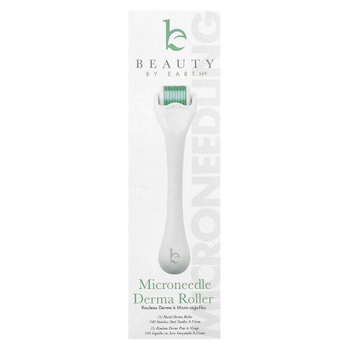 beauty by earth Microneedle Derma Roller con Aros de Acero Inoxidable de 0.25 MM, 1 Roller 1