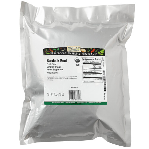 Frontier Co-op, Raiz de Burdock Orgânica, Cortada e Separada, 16 oz (453 g) 1