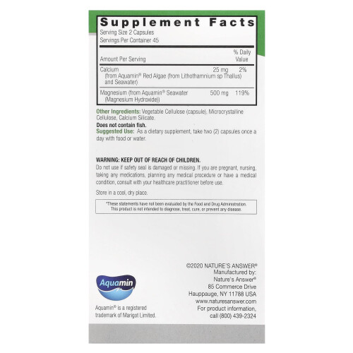 Nature's Answer Marine Magnesium Plant-Based Capsules - 90 Count 1