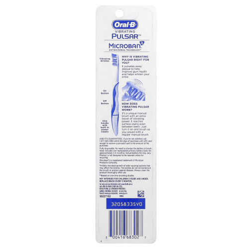 Oral-B Oral-B, Vibrating Pulsar, Battery Powered Toothbrush, Medium, 2 Pack 1