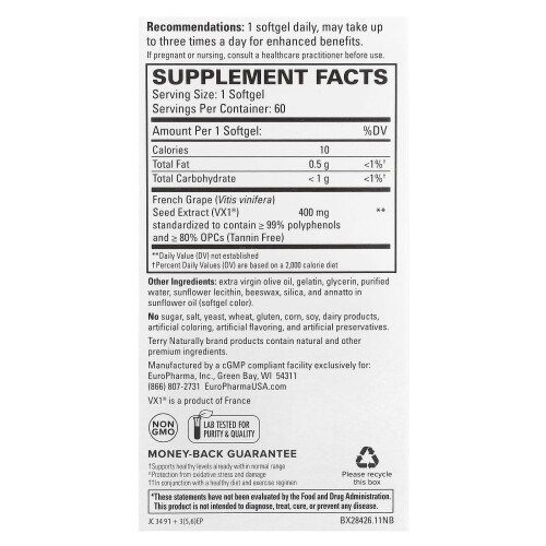 Terry Naturally, Κλινική OPC, Υπερύθμιση Δυνατότητας, 400 mg, 60 Μυρωδικά 1