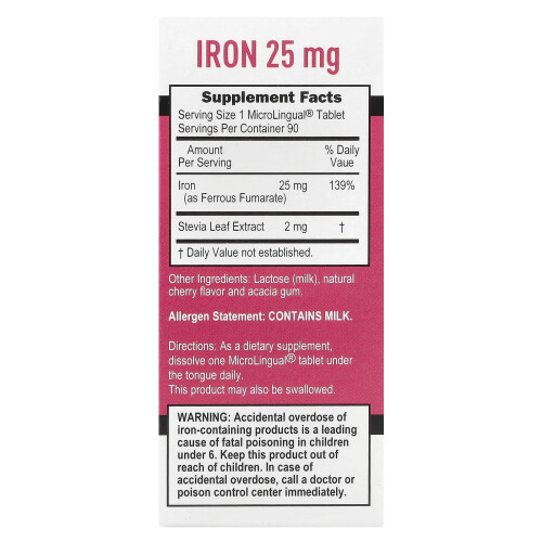 Superior Source, Bare Kvinder, Jern, 25 mg, 90 MicroLingual Instant Dissolve Tabletter 1