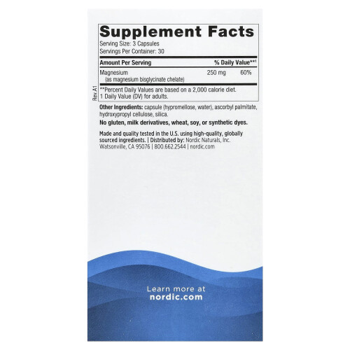 Nordic Naturals Nordic Naturals, Μαγνησιο Γλυκινάτη, 90 Φύλλα (83 mg ανά Φύλλο) 1