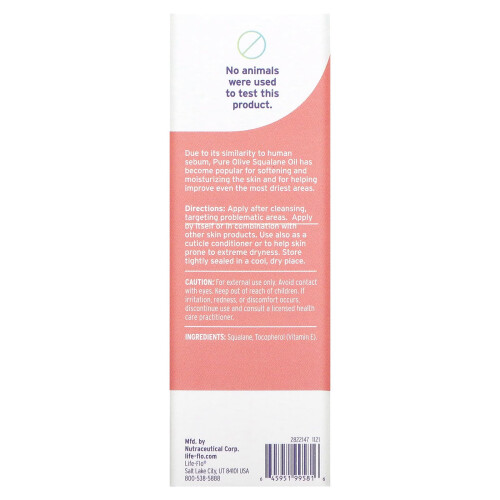 Life-flo, Ren Olive Squalanolja, 2 fl oz (59 ml) 1