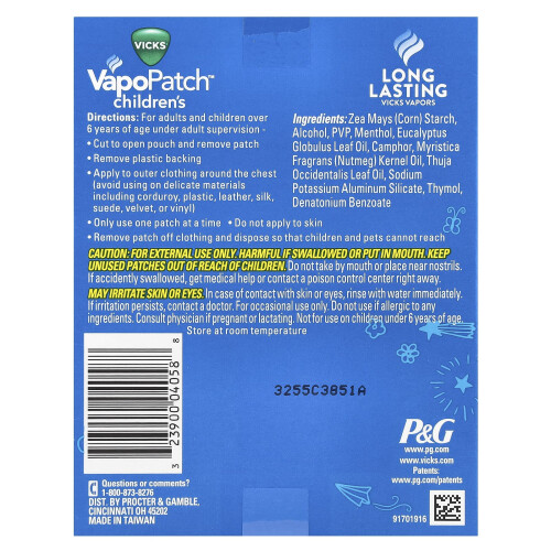 Vicks Vicks, Barnets VapoPatch, 5 Bärande Aroma Patchar 1