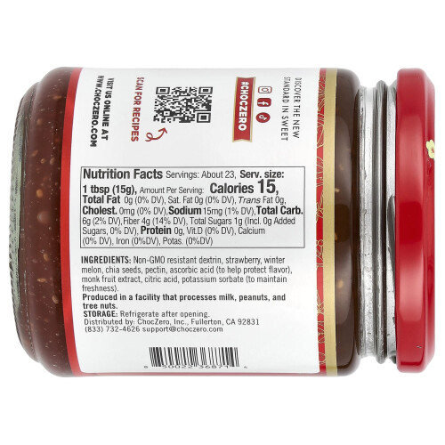 ChocZero, Marmelada de Morango, Estilo, 12 oz (340 g) 1