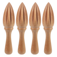 4Pcs Khaki Wooden Manual Fruit Juicer Handheld Citrus Squeezer Tool