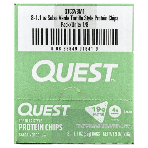 Quest Nutrition, Τορτίλα Στυλ Προτεΐν Τσιπς, Σαλσά Βερνέ, 8 Συσκευές, 1,1 oz (32 g) Each 1