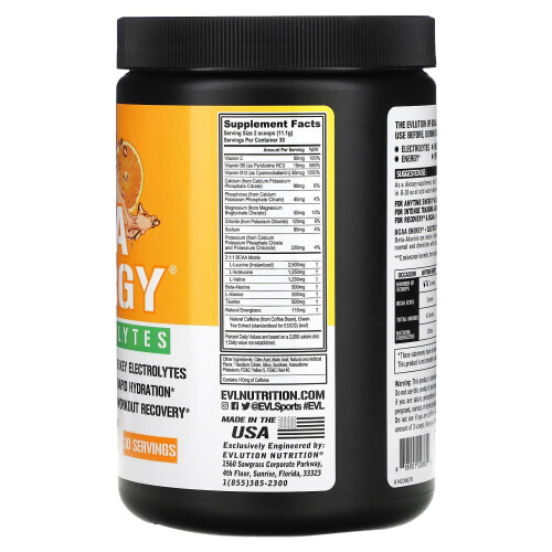 EVLution Nutrition, BCAA Ενέργειας Plus Ηλεκτρολύτες, Πορτοκαλί Μάνγκο, 11.7 oz (333 g) 1