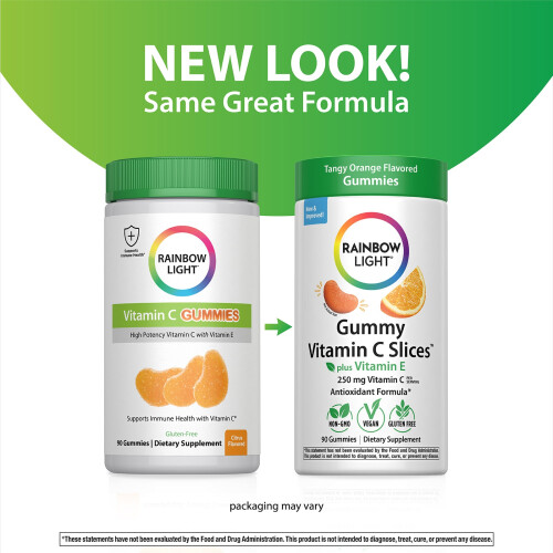 Rainbow Light, Gummivitamiini C Slices Plus Vitamiini E, Tangy Orange, 90 Gummies 2
