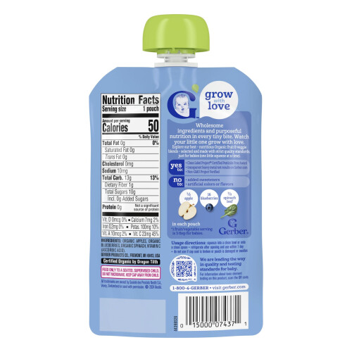 Gerber Gerber, Cibi per Bambini, 2 Alimento, Mele, Mirtillo, Spinaci, 3,5 oz (99 g) 1
