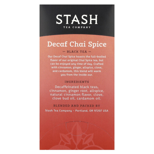 Stash Tea, Stash Tee, Schwarzer Tee, Entkoffeinierte Chai Spice, 18 Teebeutel, 1.1 oz (33 g) 1