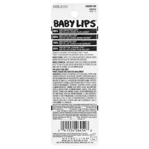 Maybelline Maybelline, Baby Lips, Moisturizing Λιπική Κρέμα, Στρυφνάκι, 0,15 oz (4,4 g) 2