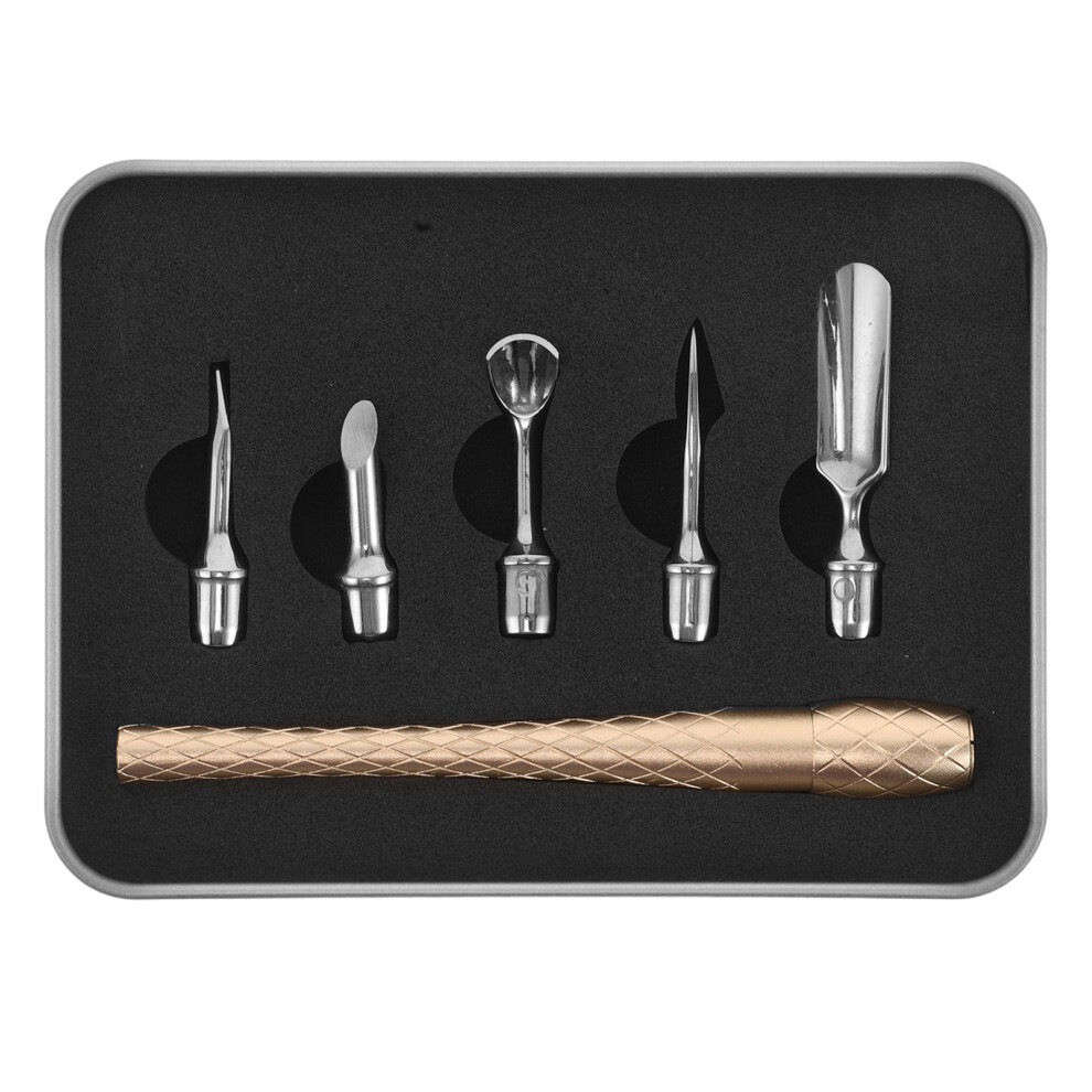 Villcase Golden 1Set Stainless Steel Manicure Set Women Nail Cuticle Pusher Kit