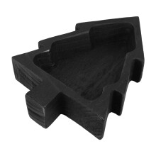 4Pcs Christmas Tree Shaped Black Wooden Plates for Household Party Use