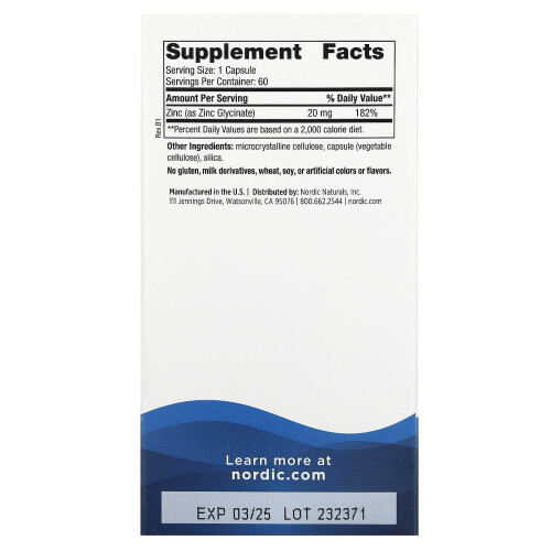 Nordic Naturals Νορδική Φύση, Γλυκινάτη Χαλκού, 20 mg, 60 Φιάλες 1