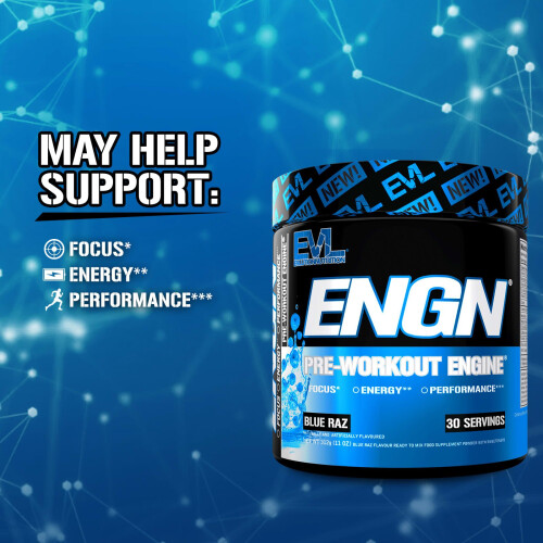 EVLution Nutrition, ENGN, Μηχανή Προπονητικής, Μπλε Raz, 11 oz (312 g) 2