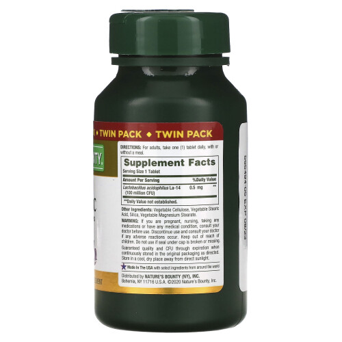 Nature's Bounty, Acidophilus Probiotic, Twin Pack, 100 Tablets Each 2