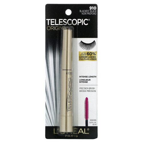 L'Oréal, Telescopic Original Mascara, 910 Blackest Black, 0.27 fl oz (8 ml) 1