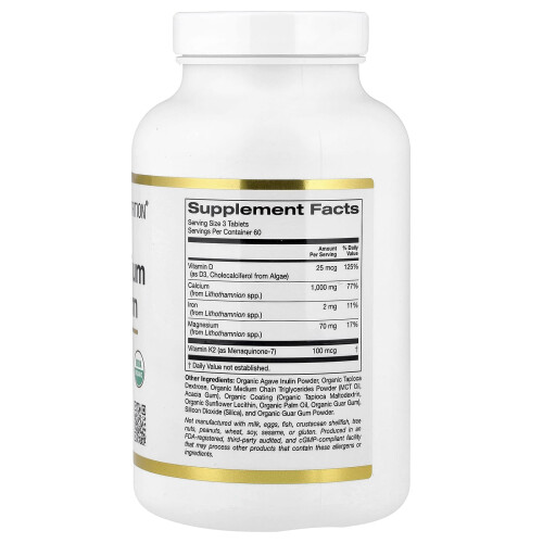 Super Nutrition, Οργανική Κάλσιου & Μαγνησίου Πλάσμα + D3 & K2, 180 Τάμπλες 1