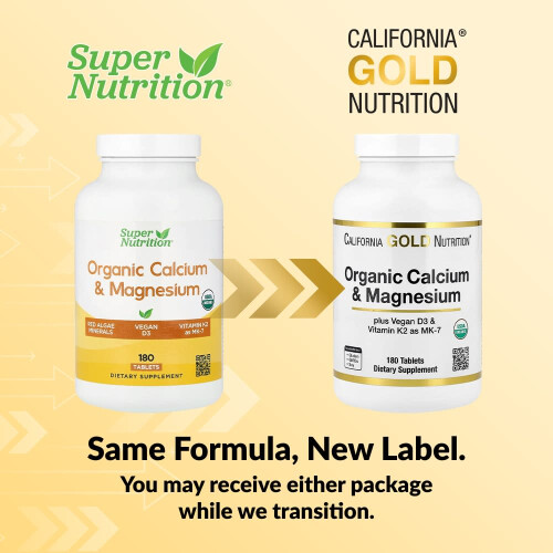 Super Nutrition, Οργανική Κάλσιου & Μαγνησίου Πλάσμα + D3 & K2, 180 Τάμπλες 2