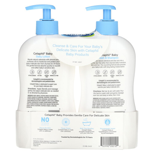 Cetaphil Cetaphil, Βρέφος, Οργανικό Σετ για Υγιή Δέρμα, 2 Τμήμα Σετ, 13.5 fl oz (399 ml) Κάθε 2