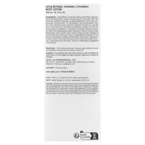 APLB, Retinoli Vitamiini C, Vitamiini E Body Lotion, 10,14 fl oz (300 ml) 2