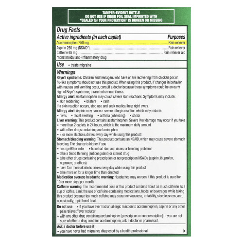 Excedrin, Migraine Verlichting, 200 Caplets 1