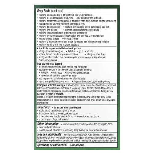 Excedrin, Migraine Verlichting, 200 Caplets 2